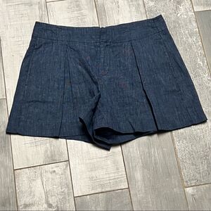 VTG GAP Sailor High Rise Dark Navy Linen Blend Chambray Pleated Wide Leg 3” 4